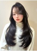 暗めカラー/韓国風巻き/レイヤーカット/髪質改善/縮毛矯正/池袋