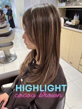 アース 武蔵境店(HAIR & MAKE EARTH)&nbsp;ココアブラウンとハイライトが際立つ顔まわりレイヤー（武蔵境）