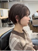 前髪顔周りカットピンクベージュアンブレラカラーイメチェン船橋