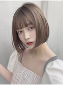 姫カットアッシュグレーアゴ下ボブ顔まわりレイヤー内巻きボブ☆