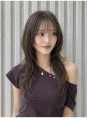 ロングレイヤーカット/ハッシュカット/アッシュベージュ#