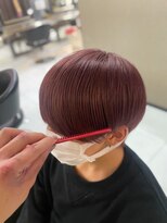 アイズ 海老名(AIZU) ワインレッドカラー艶カラーメンズマッシュ韓国風ヘア