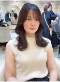 前髪こなれミディくびれレイヤー顔まわりイメチェンヨシンモリ