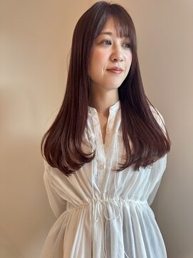 リノア 鵠沼海岸(LINOA) デザインカラー/レイヤーカット/ウェットヘア/オリーブベージュ