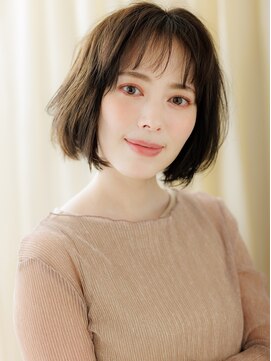 カバーヘア ブリス 上尾西口店(COVER HAIR bliss) リタッチカラーシースルーバング小顔ボブパーマY上尾30代40代