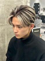 メンズサロン キング 枚方店(Men’s salon K!ng)&nbsp;フェザーショートアップバングセンターパートメンズハイライト
