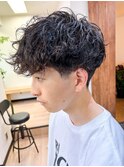波巻きパーマメンズパーマメンズヘアツーブロックツイストパーマ