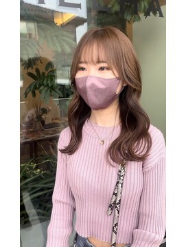 シェルハ(SHELHA) シースルーバング ブリーチなしミルクティーベージュ レイヤー