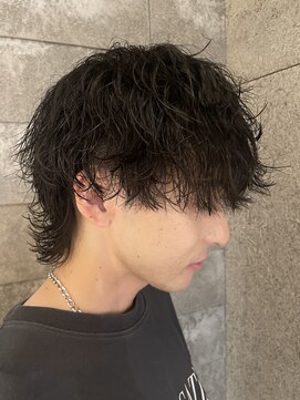 ニアウ 伊勢崎連取店(Niau) メンズマッシュウルフ波巻きスパイラルパーマメンズパーマ