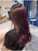 ブリーチなしワインレッドカラー赤髪ボルドーカラー
