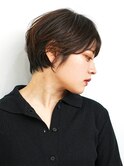 切りっぱなしショート・ボブ/絶壁解消/前髪なし/40代/30代/丸顔