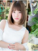 ワンレンくすみベージュ小顔ワンカールロブh4北浦和20代30代40代