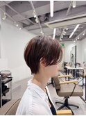 チェリーブラウンショートカットしショートボブ前髪ボブ/北千住