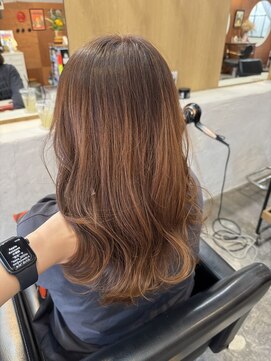 チャプター 問屋町(chapter) ケアカラーオレンジブラウンミディアムレイヤーカット韓国ヘア