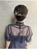 シニヨンヘアセットアップスタイルヘアセット結婚式ゲスト渋谷