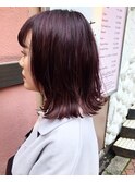 ラベンダーカラー_マロンベージュ Aラインボブ かきあげ
