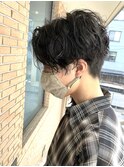 ツイストスパイラルパーマ無造作パーマセンターパートマッシュ