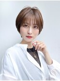 大人ショートヘア 前髪あり 丸顔面長エラ張りハチ張り K0813