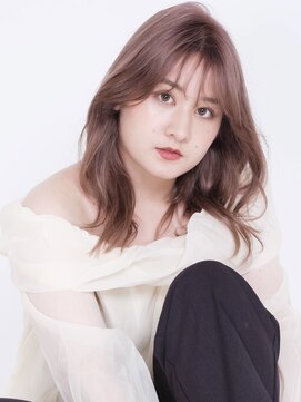 デイジー インデックスヘア 大島店(DAISY index hair) ★くびレイヤーエモージュインナーグレージュ前髪ピンクベージュ