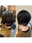 襟足の癖を生かしたショートスタイル☆