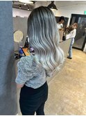 white silver balayage