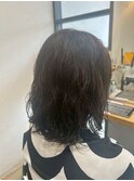 ナチュラルブラウン艶髪ボブパーマ小顔レイヤーカット20代30代