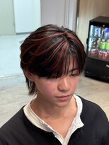 メンズサロン ガウディ 三宮店(men's salon Gaudi)&nbsp;暖色デザインハイライト×綺麗め毛流れウルフ
