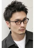 メンズショート ショートセンターパート サーフカールパーマ