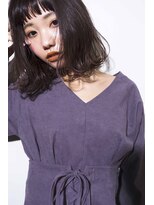 ヘアデザイン ソラ(Sola)&nbsp;クラシカルボブ ふんわり外ハネ×オン眉×黒髪暗髪