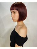 深い赤のボブ