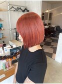透明感カラーダブルカラーブリーチオレンジピンク