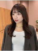 くびれヘア　ミディアム　ブラウン　前髪　レイヤーカット