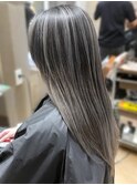 ハイライトカラー 細めハイライトベージュグレージュ透明感