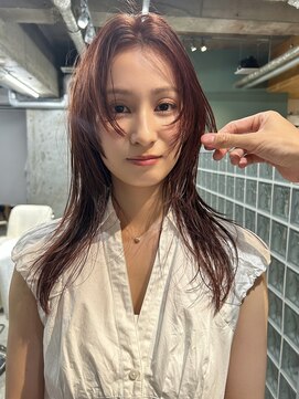 パプレ(PAPRE) 顔まわりレイヤーミディアム　ピンクベージュ