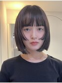 天神大名顔周りレイヤーカットミディアムボブタッセルボブパーマ