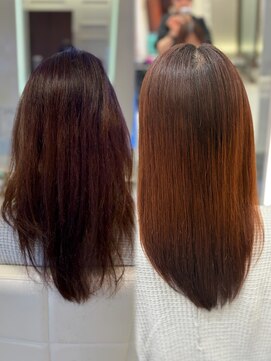 パーマ落としラボ アピッシュ 銀座(apish) アイロン仕上げでしっかり伸ばすパーマ落とし