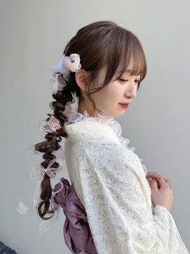 ユヌ(Une) 浴衣着付けヘアセット/サイド編みおろしヘアアレンジ/ヘアメイク