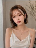 シースルーぱっつんウルフミディアムハイレイヤーブリーチなし☆