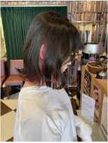 アース いわき店(HAIR&MAKE EARTH)&nbsp;ピンクインナーカラー×くびれミディ