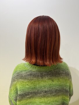 アドラーブル 万代店 (adorable) 【大人かわいい】切りっぱなしボブ　レッドオレンジ　10代20代