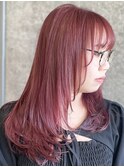 【AINA】ピンクローズカラー/顔周りレイヤー/韓国ヘア