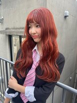 ジーナ(XENA) オレンジカラー　前髪パーマ　渋谷