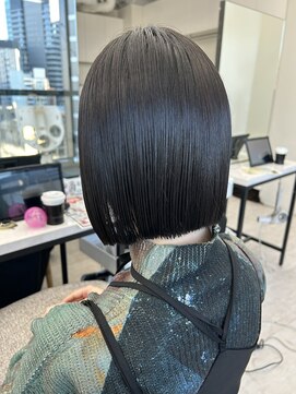 ビューナゴヤ 名駅(VIEW NAGOYA) ボブ/切りっぱなしボブ/黒髪/縮毛矯正