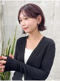 大人ガーリーダークアッシュ小顔ヘア似合わせカット