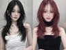 【韓国ウルフ】ハッシュカット+透明感カラー+プチTR+巻きセット
