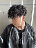 ソフトツイスパツーブロックマッシュメンズカット