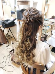 ロング結婚式ハーフアップヘアセット【ヘアアレンジ　立川/袴】