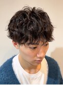 スパイラルパーマ マッシュパーマ 束感 アッシュブラック