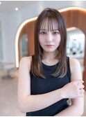 20代30代大人かわいい斜めバングデザインカラーシルキーベージュ