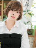 カーキグレージュ耳かけ前下がりミニボブc5戸田公園20代30代40代
